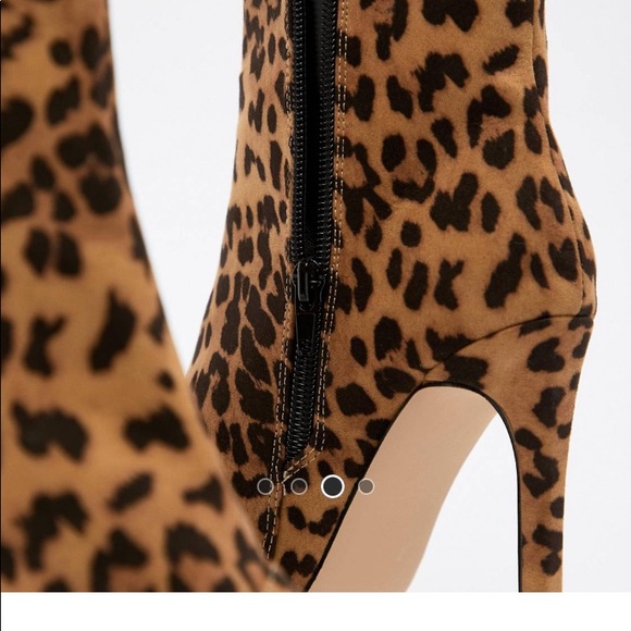 LONDON REBEL LEOPARD STILETTO ANKLE BOOTS - Picture 3 of 11